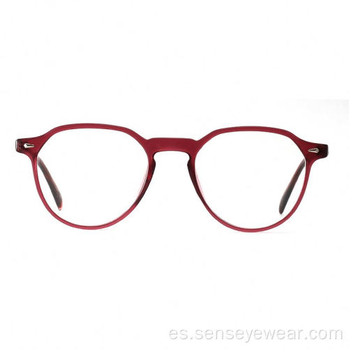 Ladies redondas de moda Eco Acetate Marcos ópticos anteojos